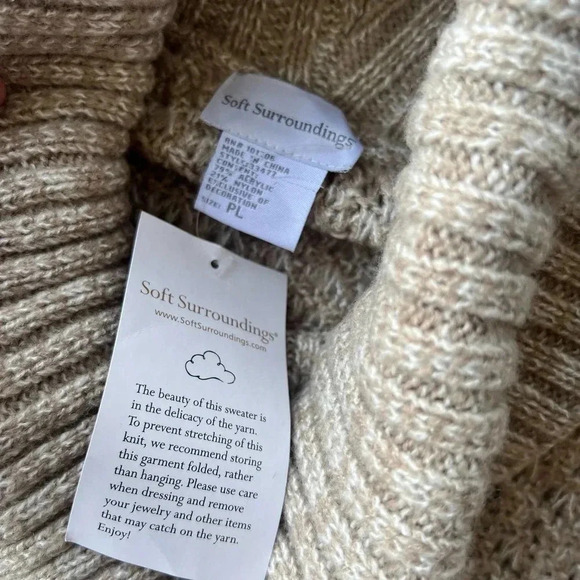 Soft Surroundings Size Petite L Brown Cowl Neck Cable Knit Sweater Dress New! - Picture 3 of 5